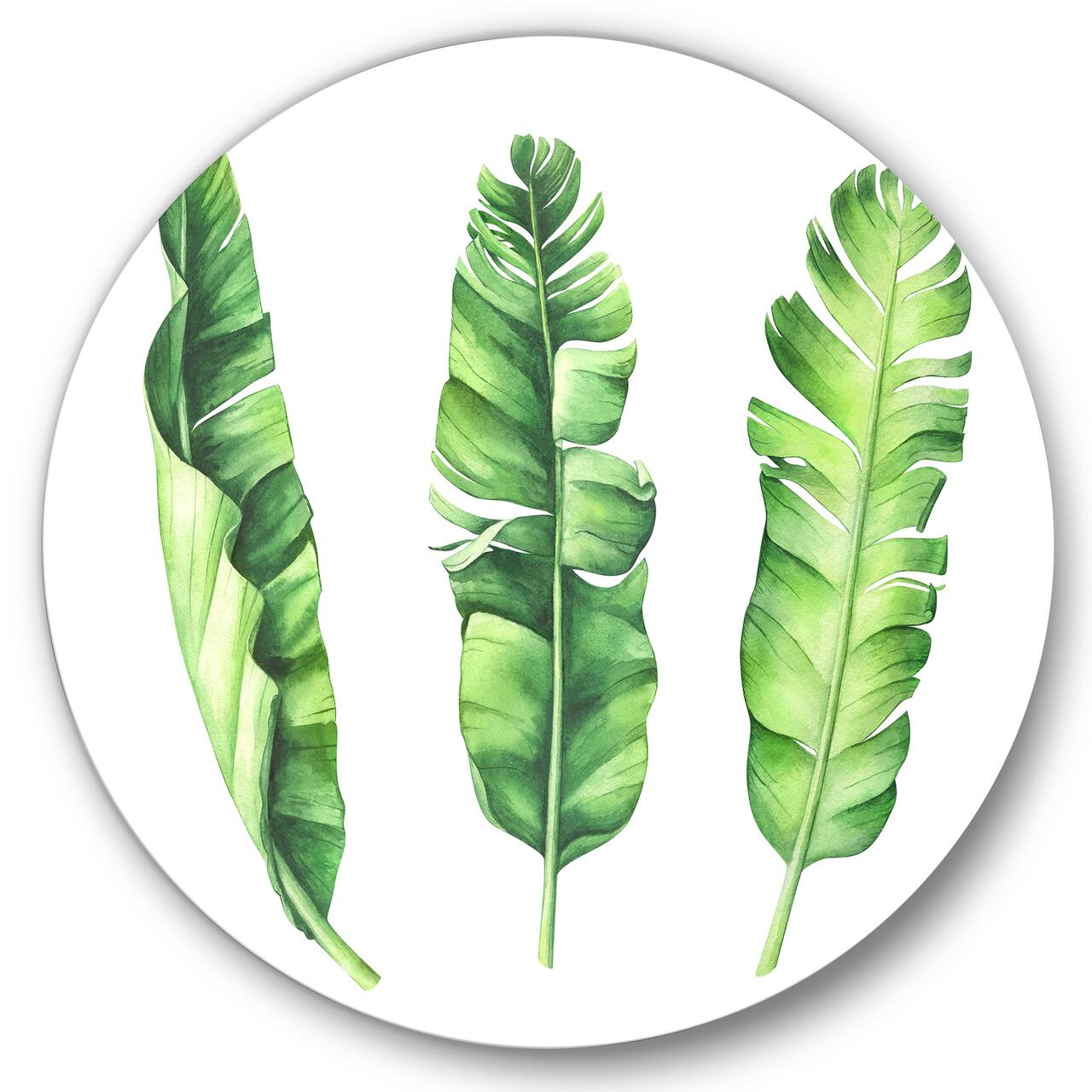 Designart - Tropical Banana Leaves Set - Farmhouse Metal Circle Wall Art